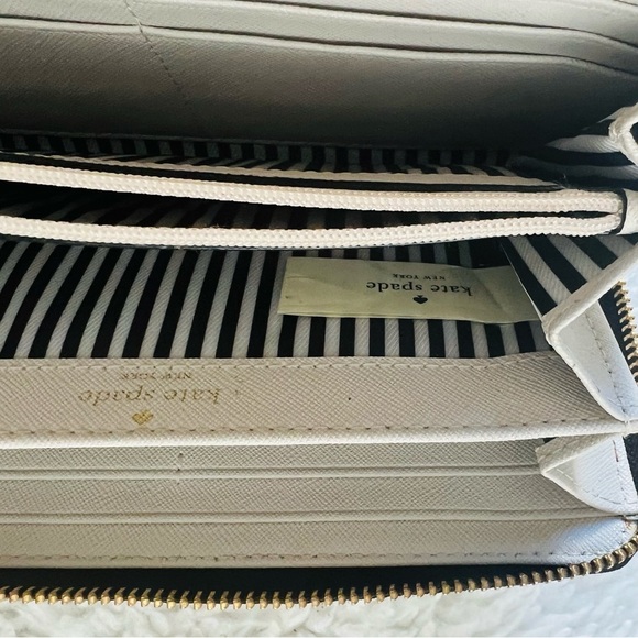 Kate Spade Stacie Color Block Beige/Black Zip Around Long Wallet - Picture 5 of 12